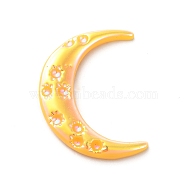 Opaque Resin Cabochons, AB Color Plated, Moon, Gold, 33x25x4mm(CRES-M015-01F)