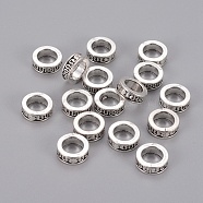 Tibetan Style Spacer Beads, No Hole, Lead Free & Cadmium Free, Rondelle, Antique Silver Color, Size: about 11mm in diameter, 4mm thick, Inner Diameter: 7mm(LF11534Y)