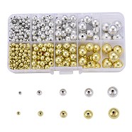 542Pcs 5 Sizes Plating Acrylic Beads, Round, Mixed Color, 4mm~12, Hole: 1mm, 2 colors, 542pcs/Box(PACR-LS0001-01)