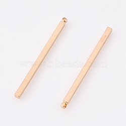 Brass Bar Pendants, Rectangle, Real 18K Gold Plated, 40x2x2mm, Hole: 0.8mm(X-KK-S348-384D)