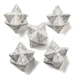 Dyed Synthetic Turquoise Beads, No Hole/Undrilled, Merkaba Star, Floral White, 25x25x25mm(G-A206-01B-55C)