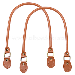 Leather Bag Handles, with Alloy Clasps, for Bag Straps Replacement Accessories, Antique Golden, Chocolate, 615x14x10mm(FIND-PH0015-45A)