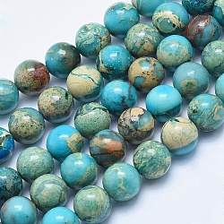 Natural Aqua Terra Jasper Beads Strands, Dyed, Round, 10~10.5mm, Hole: 1mm, about 39pcs/strand, 15.7 inch(40cm)(G-E444-14A-10mm)