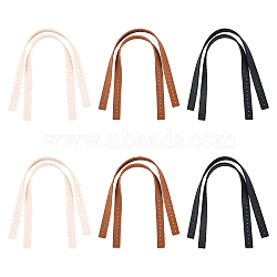 WADORN 6 Pairs 3 Colors PU Leather Bag Straps, Flat, Bag Replacement Accessories, Mixed Color, 37.9x1.5x0.3cm, Hole: 1.8mm, 2 pairs/color(FIND-WR0003-39)