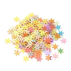 PVC Paillette/Sequins Beads, Golden Sheen, Christmas Snowflake, Mixed Color, 7.5x6.5x0.3mm, Hole: 1mm(PVC-F003-03M)