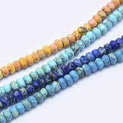 Natural Imperial Jasper Beads Strands, Faceted, Dyed, Rondelle, Mixed Color, 4x2~2.5mm, Hole: 0.5mm; about 155pcs/strand, 15.7inches(40cm)(G-E444-53)
