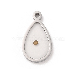 304 Stainless Steel Pendants, Teardrop Charm, Stainless Steel Color, 21.5x12.5x2.5mm, Hole: 1.8mm(STAS-R222-04P)