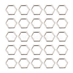 304 Stainless Steel Linking Rings, Hexagon, Stainless Steel Color, 18x20x2mm(STAS-TA0004-46)