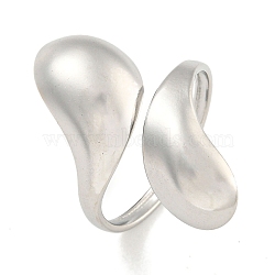 Non-Tarnish Teardrop 304 Stainless Steel Open Cuff Finger Rings for Women, Stainless Steel Color, 27mm, Inner Diameter: 17mm(X-RJEW-P114-03P)