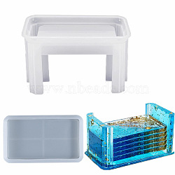 Rectangle Coaster Silicone Mold, Resin Casting Molds, for UV Resin, Epoxy Resin Craft Making, White, Coaster: 68x45mm, Support: 149x74mm(PW-WG69015-01)