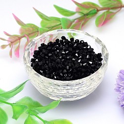 Faceted Imitation Austrian Crystal Bead Strands, Grade AAA, Bicone, Black, 4x4mm, Hole: 0.7~0.9mm, about 1440pcs/bag(G-M180-4mm-23B)