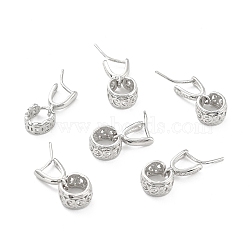 Anti-Tarnish Rhodium Plated 925 Sterling Silver Ice Pick Pinch Bails, Hollow Flat Round, Platinum, 10x7x2.3mm, Pin: 0.8mm(STER-Z001-014P)