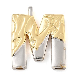 Brass Pendants, Real 18K Gold Plated And Platinum, Letter Charms, Letter M, 31x30x3.5mm, Hole: 2.5x2mm(PALLOY-S036-01G-M)