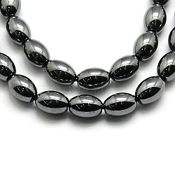 Non-magnetic Synthetic Hematite Oval Beads Strands, Grade AA, 6x4mm, Hole: 1mm, about 65pcs/strand, 16 inch(X-G-F161-32B)