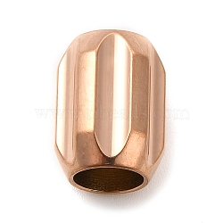 Ion Plating(IP) 304 Stainless Steel Glazed European Beads, Large Hole Beads, Grooved Beads, Column, Rose Gold, 13x10mm, Hole: 6mm(STAS-M308-10B)