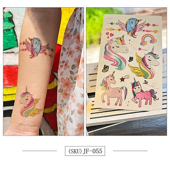 Horse Pattern Removable Temporary Tattoos Paper Stickers, Colorful, 12x7.5cm
