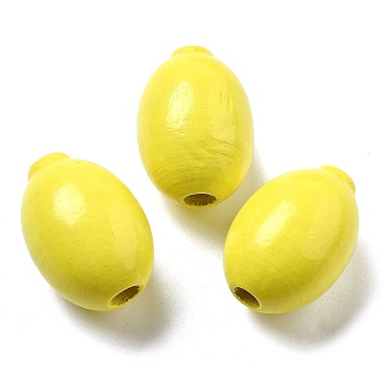 Schima Wood European Beads, Lemon, 27.5x19.5mm, Hole: 5mm