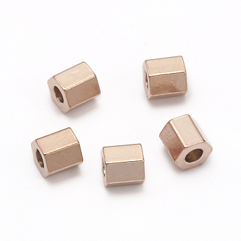 Ion Plating(IP) 304 Stainless Steel Spacer Beads, Hexagon, Rose Gold, 3.2x3.2x3mm, Hole: 1.4mm
