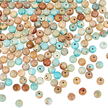 Natural Imperial Jasper Beads Strands, Round, Dyed, Light Blue, 6mm, Hole: 1mm, about 62pcs/strand, 15 inch, 3 strands/box