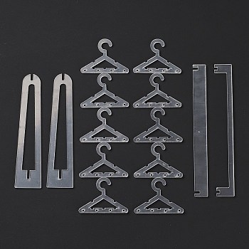Transparent Acrylic Earring Display Stands, Coat Hanger Shape, Clear, Finish Product: 15x2.95x14cm, about 14pcs/set