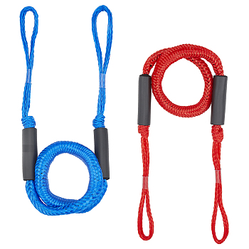 AHANDMAKER 2 Pcs 2 Colors Boat Dock Line, Bungee Elastic Cords for Boats, Boat Accessories, with Foam Buoyancy Tube and PVC Transparent Regulating Pipe, Mixed Color, 3cm, 1.22m, 1pc/color