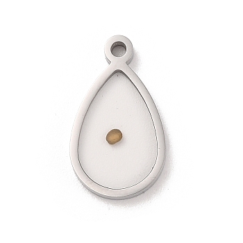 304 Stainless Steel Pendants, Teardrop Charm, Stainless Steel Color, 21.5x12.5x2.5mm, Hole: 1.8mm