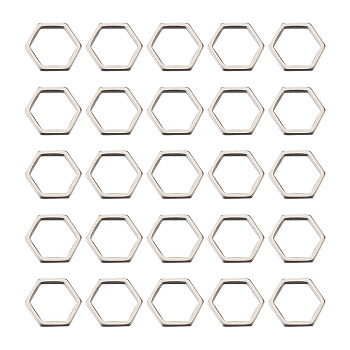 304 Stainless Steel Linking Rings, Hexagon, Stainless Steel Color, 18x20x2mm