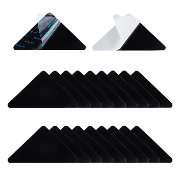 PU Plastic Rug Grippers, Adhesive Non-Slip Carpet Fixing Floor Stickers, Triangle, Black, 10.5x10.5x1mm, 20pcs/set
