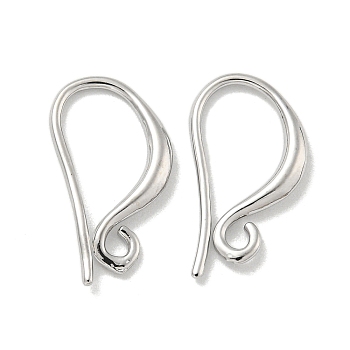 Brass Earring Hooks, Long-Lasting Plated, Lead Free & Cadmium Free, Platinum, 16x2mm, Hole: 1.7mm, Pin: 0.8mm