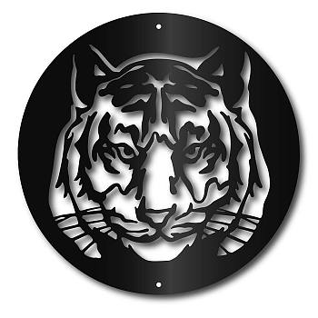 Iron Wall Signs, Metal Art Wall Decoration, for Living Room, Home, Office, Garden, Kitchen, Hotel, Balcony, Tiger, 300x1mm, Hole: 5mm