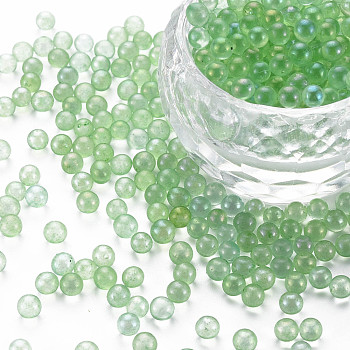 DIY 3D Nail Art Decoration Mini Glass Beads, Tiny Caviar Nail Beads, AB Color Plated, Round, Light Green, 3.5mm, about 450g/bag