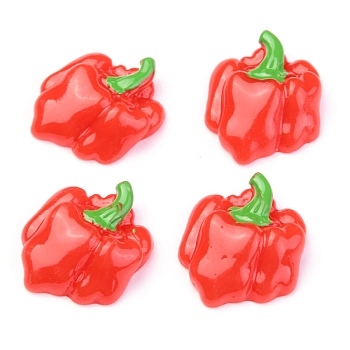 Opaque Resin Decoden Cabochons, Imitation Food, Chili, Red, 23x18x7mm