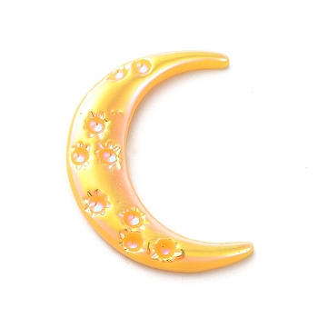 Opaque Resin Cabochons, AB Color Plated, Moon, Gold, 33x25x4mm