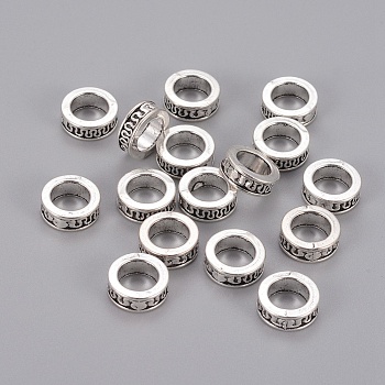 Tibetan Style Spacer Beads, No Hole, Lead Free & Cadmium Free, Rondelle, Antique Silver Color, Size: about 11mm in diameter, 4mm thick, Inner Diameter: 7mm