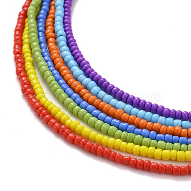 7 шт. 7 цвета чакра ювелирные изделия стеклянные ожерелья из бисера набор(NJEW-JN03803)-5