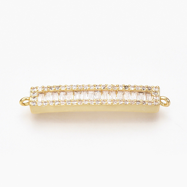 Golden Clear Rectangle Brass+Cubic Zirconia Links