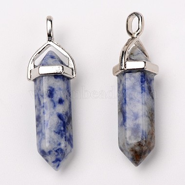 Natural Blue Spot Jasper Double Terminated Pointed Pendants(G-F295-04C)-4
