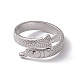 Non-Tarnish 304 Stainless Steel Ring Arowana Fish Wrap Open Cuff Ring for Women(RJEW-C045-21P)-2