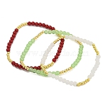 Rack Plating Brass with Crystal Round Beaded Bracelets for Women, Cadmium Free & Lead Free, Long-Lasting Plated, Real 18K Gold Plated, Mixed Color, Inner Diameter: 2 inch(5cm)(BJEW-B106-20G)