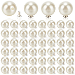 150 Sets Plastic Imitation Pearl Buttons, Round, Platinum, White, 12mm(KY-GA0001-46A)