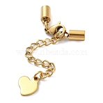 304 Stainless Steel Chain Extender, End Chains, with Lobster Claw Clasp, Ion Plating(IP), Heart, Golden, 29mm(STAS-V008-20G)