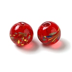 Handmade Lampwork Beads, Round, Red, 11~12.5x10~12mm, Hole: 1~1.8mm(LAMP-P063-01E)