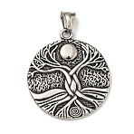 316 Surgical Stainless Steel Pendants, Flat Round, Antique Silver, Tree of Life, 43x37.5x3mm, Hole: 4x8mm(STAS-Z073-73AS-09)