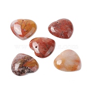 Natural Morocco Agate Pendants, Heart, 28.5~30x29~31x6.5~7mm, Hole: 2~2.5mm(G-B030-05)