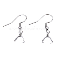 304 Stainless Steel Hooks, Ear Wire, with Ice Pick Pinch Bails, Stainless Steel Color, 27x20mm, 21 Gauge, Pin: 0.7mm(STAS-N092-163P)