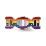 Pride Rainbow Gene Chain Enamel Pins, Alloy Brooches for Clothes Backpack, Colorful, 11x30.5x1.5mm(JEWB-M029-09P)