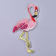 Computerized Embroidery Cloth Iron on/Sew on Patches, Costume Accessories, Appliques, Flamingo Shape, Colorful, 144x78x1.5mm(DIY-I016-07)