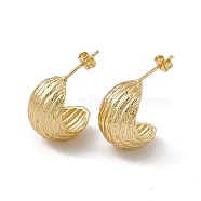 Rack Plating Brass Stud Earrings for Women, Long-Lasting Plated, Lead Free & Cadmium Free, Textured, Moon, Real 18K Gold Plated, 18.5x26x13.5mm, Pin: 0.8mm(EJEW-M213-46G)