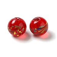 Handmade Lampwork Beads, Round, Red, 12.5x12mm, Hole: 1.8mm(LAMP-P063-01E)
