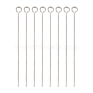 Stainless Steel Eye Pin Jewelry Findings, 40x0.6mm, Hole: 2mm(X-STAS-E013-0.6x40mm)